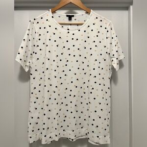 Ann Taylor tee - black & tan polka dots on white, size XL